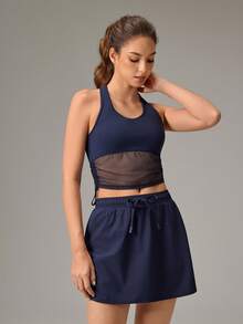OutZeal Women Outdoor Tank Hiking Camping Gym Breathable Mesh Panel Cropped Non-Sleeve T-Shirt Summer - Navy Blue - View 5