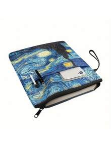 1PC Durable Canvas Book Cover For Hardback Books Waterproof Scratch Resistant Adjustable Fit Van Gogh Starry Night Art Print Vintage Aesthetic Protective Book Sleeve For Students Book Lovers College School Office Daily Use Trending Gift For Art Fans - multicolor - View 4