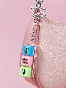 THE POWERPUFF GIRLS X SHEIN 可愛卡通鋅合金壓克力吊飾，適用於鍵盤、包包、錢包、書包、背包、汽車配件，紀念收藏禮物 - 彩色 - 查看 4