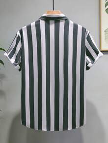 Manfinity Homme Men's Striped Colorblock Casual Versatile Daily Short Sleeve Shirt - Grey - View 2