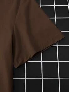 NEOREFINED Men's Solid Color Round Neck Short Sleeve T-Shirt - Coffee Brown - View 5