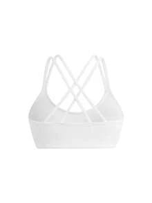 Cheerettes 女款純色交叉背帶日常健身運動內衣 - 黑與白 - 查看 12