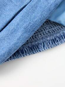 GlowEve Women's Ruched Bandeau Denim Top - Blue - View 3