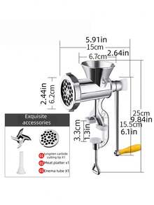 1Pc Multifunctional Hand Crank Meat Grinder & Sausage Stuffer, Manual Food Processor For Chili, Vegetables & Garlic, Portable Kitchen Tool For Home & Outdoor Use - Multicolor - View 8