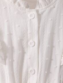 Elladie kids Vestido de niña con mangas cortas, cinturón y volantes en el bajo, de unicolor - Blanco - Ver 8