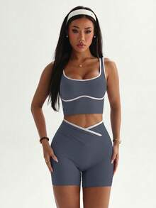 Dewbera Dewbera Women's Seamless Sports Set, Spring/Summer - Grey - View 3