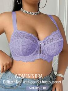 Divavoom Plus Size Lace Underwire Bra, 1pc - Purple - View 7