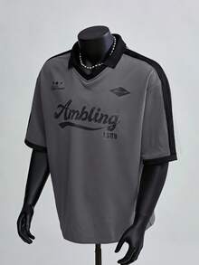 Manfinity BRENVOR Men's Personalized Print Polo Shirt, Summer - Dark Grey - View 1