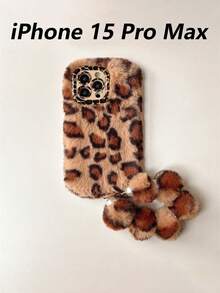 1pc Personalized Leopard‑Print Fluffy Bracelet Phone Case With Lens Bracket, Warm Autumn‑Winter Style, Compatible With IPhone 17 Pro Max/16 Pro/15/14/13/12/11 - Multicolor - View 9