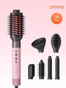 JMMO 6 In 1 Hot Air Styler Set With US Plug, Infrared Ionic Blow Dryer Brush Multi Interchangeable Attachments, Volumizer Curler Straightener All In One Hair Styling Tool - US A Type Plug(110-127V) - View 1