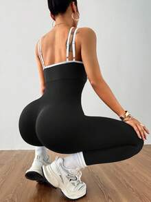 SHEIN Velisys 無縫高彈力瑜伽健身跑步運動連身衣 - 彩色 - 查看 3