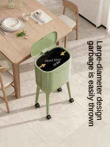 1PC Large Capacity Big Size No Bend High Foot Stand Movable With Wheels Luxury Elegant Design Modern Pattern Trash Can Garbage Bin For Kitchen Living Room Home Office Modern Home Decor Waste Management - Multicolor - View 5