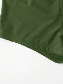 Swim Basics 女款純色休閒百搭泳短褲，適合海灘度假 - 軍綠色 - 查看 5