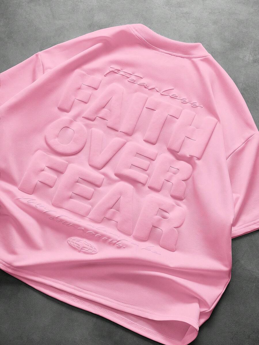 PAVTROS Maglietta da uomo streetwear con testo in schiuma 3D in inglese, molto venduta, per festival musicali all'aperto, uso quotidiano, riunioni con amici, regalo per fidanzato/marito, regalo per anniversario, taglie forti - Rosa - Visualizzare 1