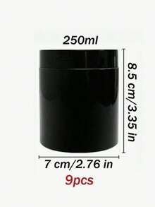 9 Pcs Black Plastic Jars With Lids, 7cm Diameter, Wide Mouth Design. Suitable For Storing Beads, Rhinestones, Sequins, Cosmetics, Lotions, Face Creams, Ointments And More. 7 Capacities Available For Selection. - Black - View 18