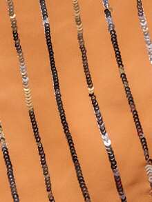 MUSERA Orange And Silver Off Shoulder Cinched Sparkly Crop Top - Orange - View 6