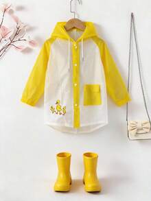 Fun Printed Children's Hooded Waterproof | Light, And Water Resistant - Yellow - View 1