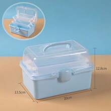 1PC Plastic 3-Layer Foldable Storage Box, Portable Multi-Purpose Organizer With Handle, Ideal For Medicine, Tools, Art & Craft, Sewing Supplies & Household Storage - Pink - View 10