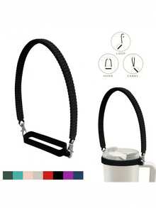 1 Pack Universal Durable Soft Silicone Non Slip Lightweight Water Bottle Carrier Strap Cup Holder Tumbler Accessory For Travel Outdoor Sports Gym Camping Hiking - A - View 3