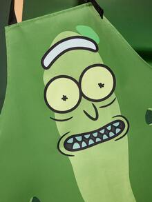 Rick and Morty X SHEIN 1 Buah Celemek Motif Kartun , Nyaman & Lembut, Penting untuk Dapur & Memanggang, Membersihkan, Hadiah, Cocok untuk Pria dan Wanita - Hijau - View 3