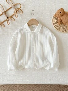 LMoss Kids Kids Young Boy Woven Solid Color Loose Casual Shirt - White - View 7