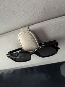 1pc Universal PU Glasses Clip For Car Sun Visor, Non-Slip Quick Release Holder Fits All Fashion Glasses & Prescription Glasses - Multicolor - View 5