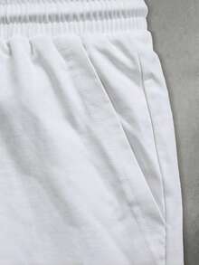 PAVTROS Men's Young Casual Beige Embroidered Everyday Versatile Exquisite Commute Short Sleeve T-Shirt Set - White - View 8