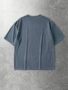 ROMWE MEN Prep Camiseta de manga corta con estampado digital casual para hombre - Gris - Ver 2
