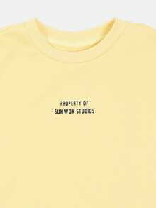 SUMWON Boys Mustard Yellow Crew Neck Short Sleeve T-Shirt And Shorts Co-Ord Set With Property Print Summer Casual - Yellow - View 3