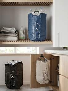 Large Capacity Foldable Recycling Bin - Cylindrical Opening Design, Multi-Purpose Storage Basket Suitable For Plastic Bottles, Space Saving, Foldable Organizing Box, Durable And Easy To Clean, No Need For Power, Household Recycling Bin - Multicolor - View 6