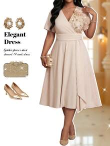 Fleurora Elegant Women's A-Line Party Dresses Formal Dress Elegant Dresses For Women Graduation Dress Wedding Festival Outfits For Women Graduation Summer - Apricot - View 4