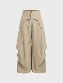 AXEPEAK Men's Fashion Solid Color Wide Leg Pants - Khaki - View 3