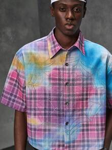 NEON BLANC Camisa de mezclilla con estampado de strass para hombre - Multicolor - Ver 4