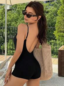 DAZY 女款性感黑色度假連身泳衣 夏季 - 黑色 - 查看 2