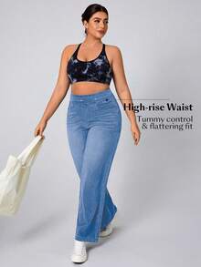 Flexra Plus Size Soft Mid-Blue Wash Stretch Denim Jeans - Light Wash - View 4