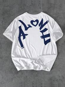 Manfinity Roghcode Men's Letter Print Crew Neck Short Sleeve Casual T-Shirt - White - View 2