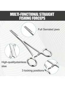 1pc/2pcs Professional Stainless Steel Tweezers - Precision Straight/Curved Tip Hemostatic Forceps, Suitable For Fishing, Pet Grooming And Outdoor Use - Durable Metal Pliers, No Electricity Required - silver - View 11