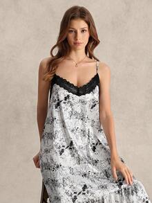 EverLounge Women's Floral Print Elegant Lace Camisole Nightgown - Multicolor - View 5