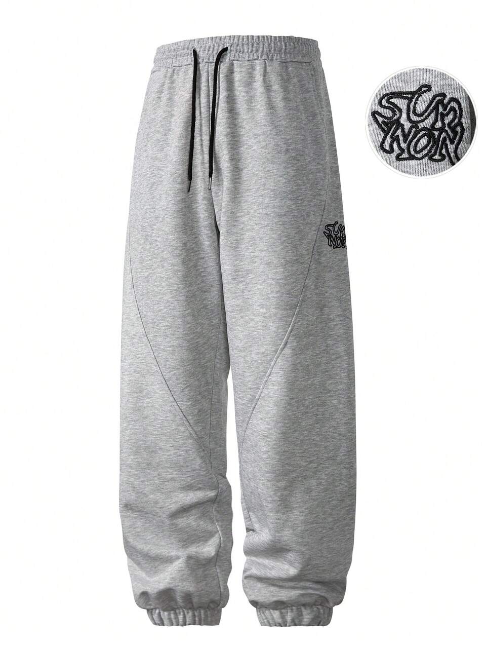 Oversized Fleece Jogger Sweatpants With Drawstring Waist Elasticated Cuffs And Logo Embroidery