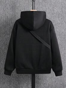 SHEIN 2 piezas/Set Sudadera con capucha de manga larga con estampado de letras casual para niños/adolescentes y bolsa de accesorios con patchwork colorido, adecuada para uso diario en otoño/invierno, deportes, salidas, escuela, fiestas, vacaciones, fotografía - Multicolor - Ver 3