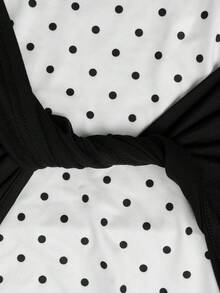 GlowEve CURVE Plus Size Elegant Halter Neck 2 In 1 Short Sleeve T-Shirt - Black and White - View 4