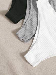 Lowkey Lull 3 Sets Rib Knit PJ Set - Multicolor - View 5