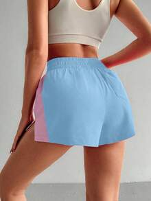 SHEIN Sovereign Charm 女款彈性腰拼色休閒百搭日常旅行運動短褲 - 彩色 - 查看 2