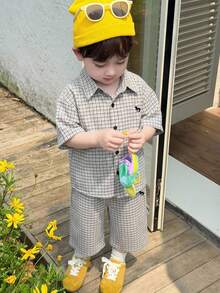 DAZY Infant (Boy) Turn-Down Collar Striped Korean Style Shirt Set - Grey - View 5