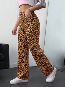 SHEIN ICON 大尺碼女款休閒口袋直筒牛仔褲 - 彩色 - 查看 6
