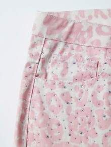 ROMWE MEN Street Life Shorts de mezclilla con estampado de leopardo, bolsillo y strass para hombre - Multicolor - Ver 6