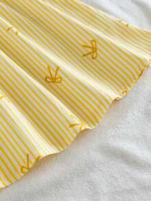 SHEIN Vintaside Kids Vestido para bebé niña pequeña/recién nacida 0-3 años primavera/verano casual versátil lindo dulce divertido con mangas de volantes - Amarillo - Ver 9