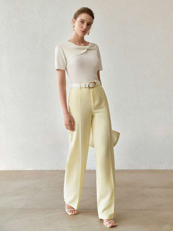MOTF PREMIUM COMMUTER SOLID COLOR STRAIGHT LEG SUIT PANTS