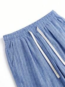 STEELVANCE Celana Panjang Kasual Longgar Bergaris dengan Tali Serut di Pinggang untuk Pria - Royal Blue - View 5