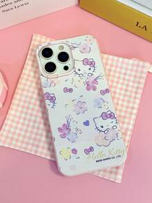HELLO KITTY AND FRIENDS | SHEIN Hello Kitty 全角色與反派彩色貼紙拼貼印花 粉色邊框皮革紋理手機殼 防震防摔 全包覆保護殼 適用 iPhone 17 Pro Max 16 15 14 13 12 Pro Max Plus Y2K 復古美學 可愛少女風 Ins 高顏值手機殼 - 彩色 - 查看 6